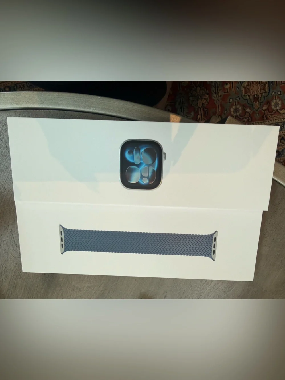 Apple Watch series 11- Blue Braided Solo Loop Smartwatch & charger